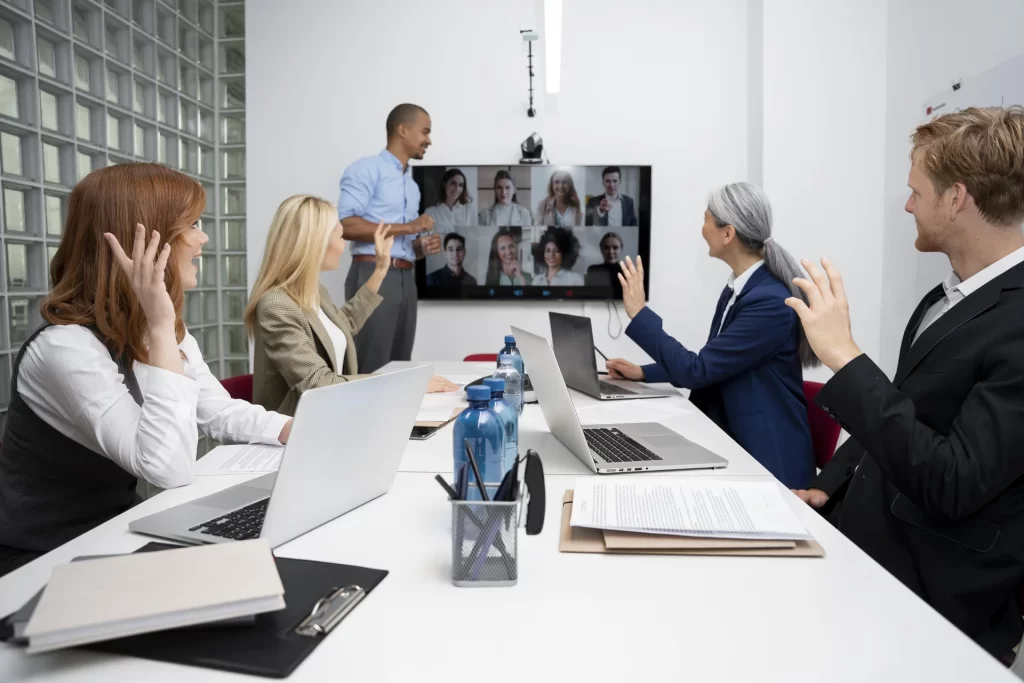 Hybrid meeting with remote and on-site participants